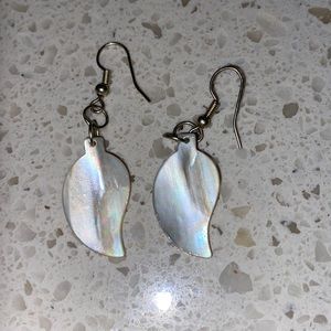 Abalone leaf earrings they’re iridescent